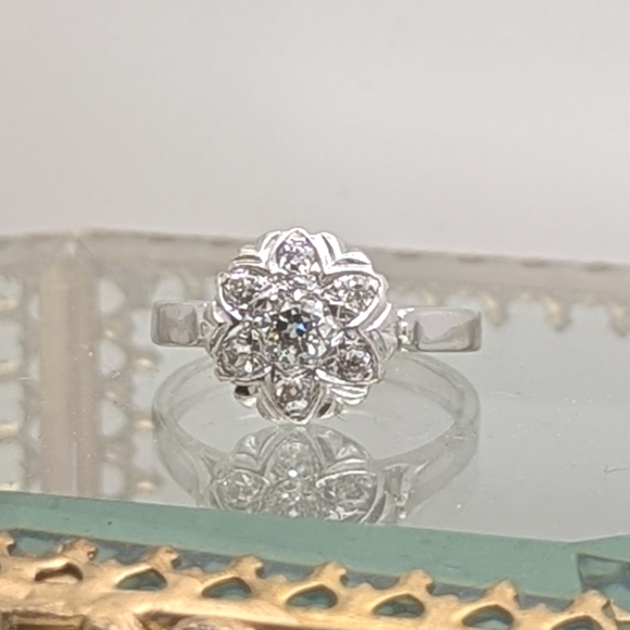 Gorgeous Vintage 14K Gold Floral Mine Cut Diamond Engagement Ring 1-1/4 CTW - Picture 6 of 13